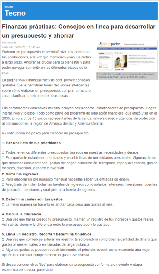 Finanzas prácticas: Consejos en línea para desarrollar un presupuesto y ahorrar