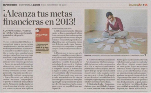 ¡Alcanza tus metas financieras en 2013!
